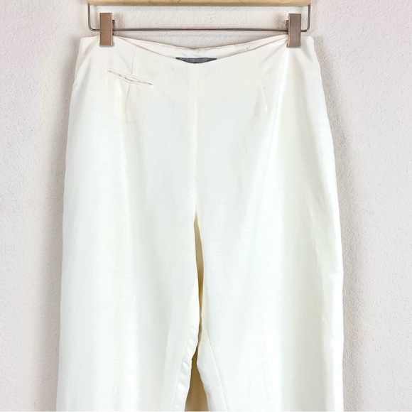 Emil Rutenburg Ivory Linen Cropped/Ankle Pants - Picture 2 of 9